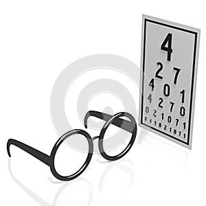 3D glasses, test chart - optician, optometrist concept