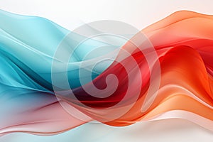 3d orange blue waves on white background
