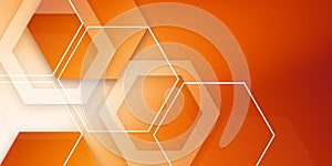 3D Orange hexagons pattern. Geometric abstract background with simple hexagonal elements. Medical, technology or science design