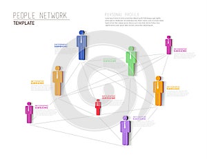 3D organisation personal network vector template.
