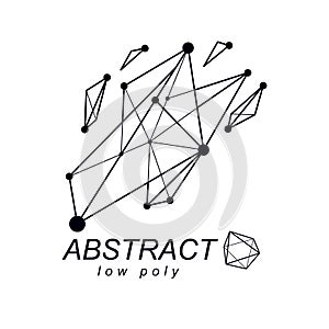 3d origami abstract mesh object, vector abstract design element.