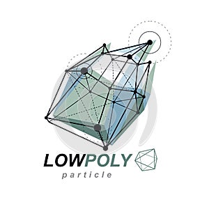 3d origami abstract mesh object, vector abstract design element.