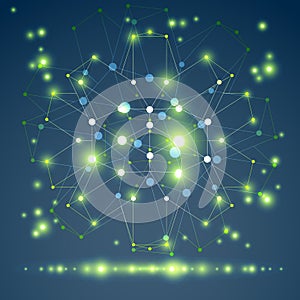 3D origami abstract wireframe object, vector abstract design element, clear eps 10.