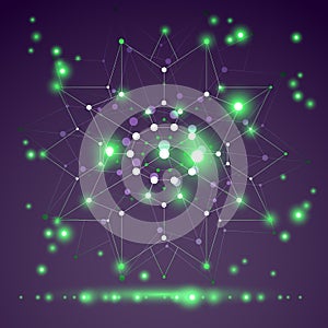 3D origami abstract wireframe object, vector abstract design element, clear eps 10.