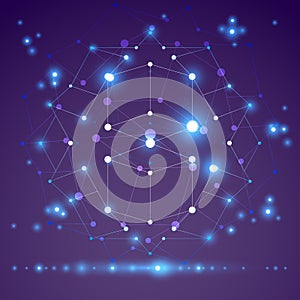 3D origami abstract wireframe object, vector abstract design element, clear eps 10.