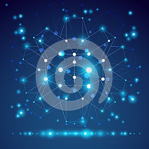 3D origami abstract wireframe object, vector