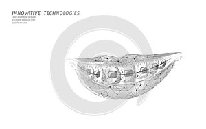 3D orthodontic braces. Wonam smile tooth trainer. Dental theatment heath care medical banner. Low poly design dentist photo