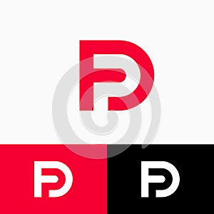 D and P monogram. D, P logo, letters on a different backgrounds.