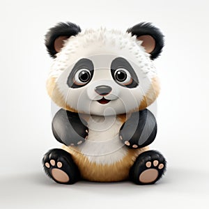 Cute Panda Cartoon 3d Illustration With Toy-like Proportions