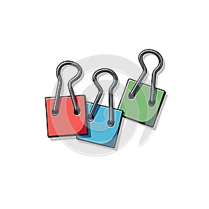 3D Paper binder clip set icon isolated on a white background photo