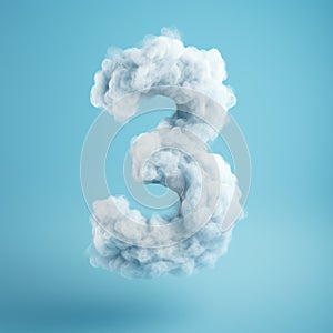 3d Illustration Of Number Three In Light Cloud Silhouette