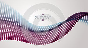3d particles mesh array wave, sound flowing. Blurred round light