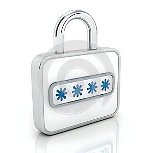 3D password icon isolated on white background photo