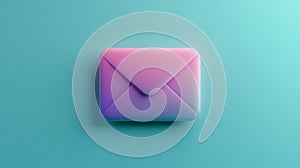 3D pastel envelope icon with gradient colors on blue background.