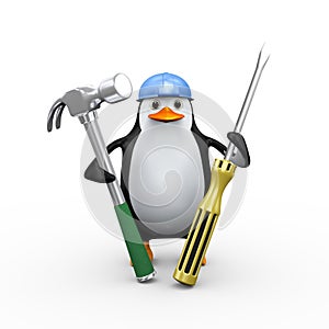 3d penguin holding tools
