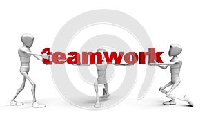 3d people holding hands in the word