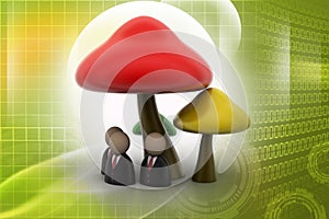 3d people icon under the mushrooms photo