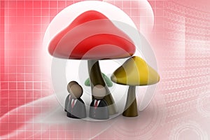 3d people icon under the mushrooms photo