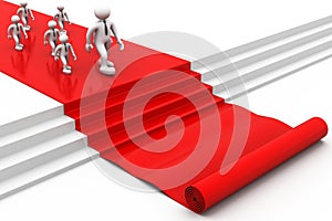 3d people walking on red carpet