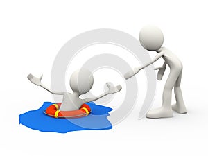 3d person helping drowning man photo