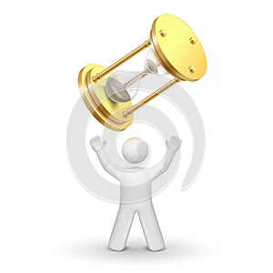 3d person looking up at a hourglass