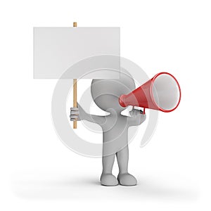3d person with loudspeaker photo