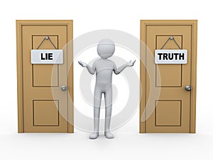 3d person and truth lie door photo
