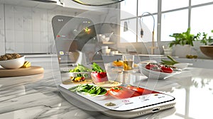 3D Phone Displaying Recipe App Interface