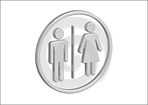 3D Pictogram Man Woman Sign icons, toilet sign or restroom icon