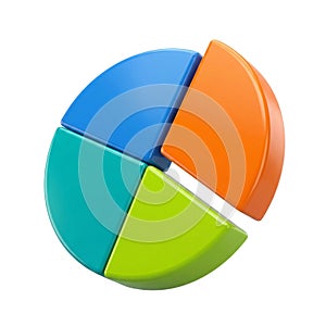 3D Pie Chart Icon Set on White Background â Business Analytics, Statistics, Data Visualization