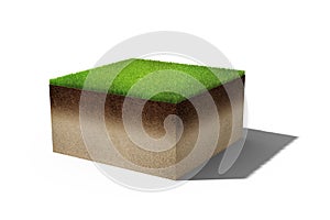 3d piece of land island with green grass