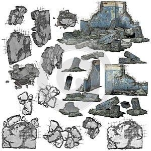 3D pieces of debris or rubble photo