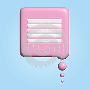 3d Pink Chat Bubble Talk, dialogue, messenger or online support concept