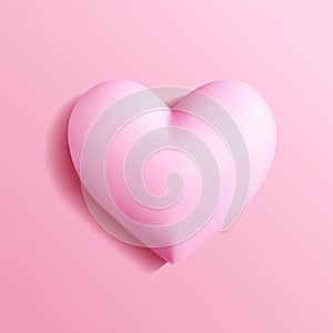 3D Pink Heart Icon, Soft Pastel Love Symbol for Valentines Day, Social Media, and Romantic Design Projects photo