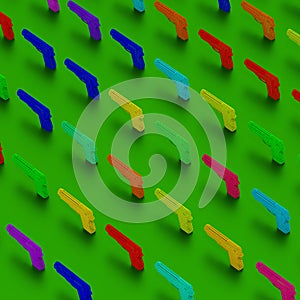 3d pistols low poly illustration pattern