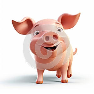 3d Pixar Pig: Smiling Pink Pig In Oleg Shuplyak Style photo