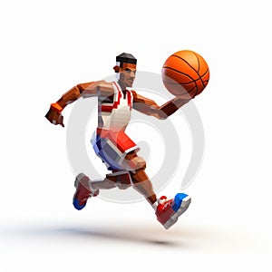 3d Pixel Art Basketball Player Running With Ball