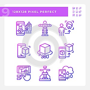 2D pixel perfect gradient VR, AR and MR icons