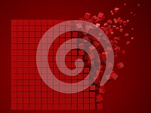 3d pixel style square data block. made with red cube blocks. three dimensional vector illustration.