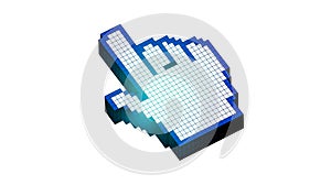 3D pixelated mouse cursor pointer with smooth blue gradient effect