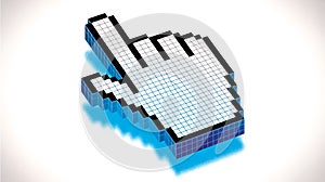 3D pixelated mouse cursor pointer with smooth blue gradient effect