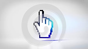 3D pixelated mouse cursor pointer with smooth blue gradient effect