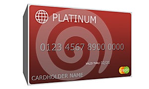 3D Platinum red Credit Card