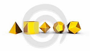 3D platonic solids gold photo