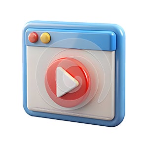 3D Play Button Icon on a Digital Window