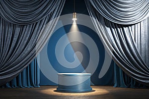 3D podium with blue background