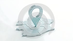 3D point pin location map. Generative AI