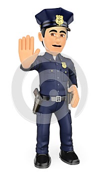 3D Policeman ordering to stop with hand