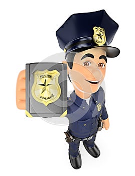 3D Policeman showing police badge