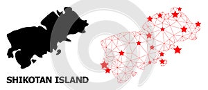 2D Polygonal Map of Shikotan Island with Red Stars photo